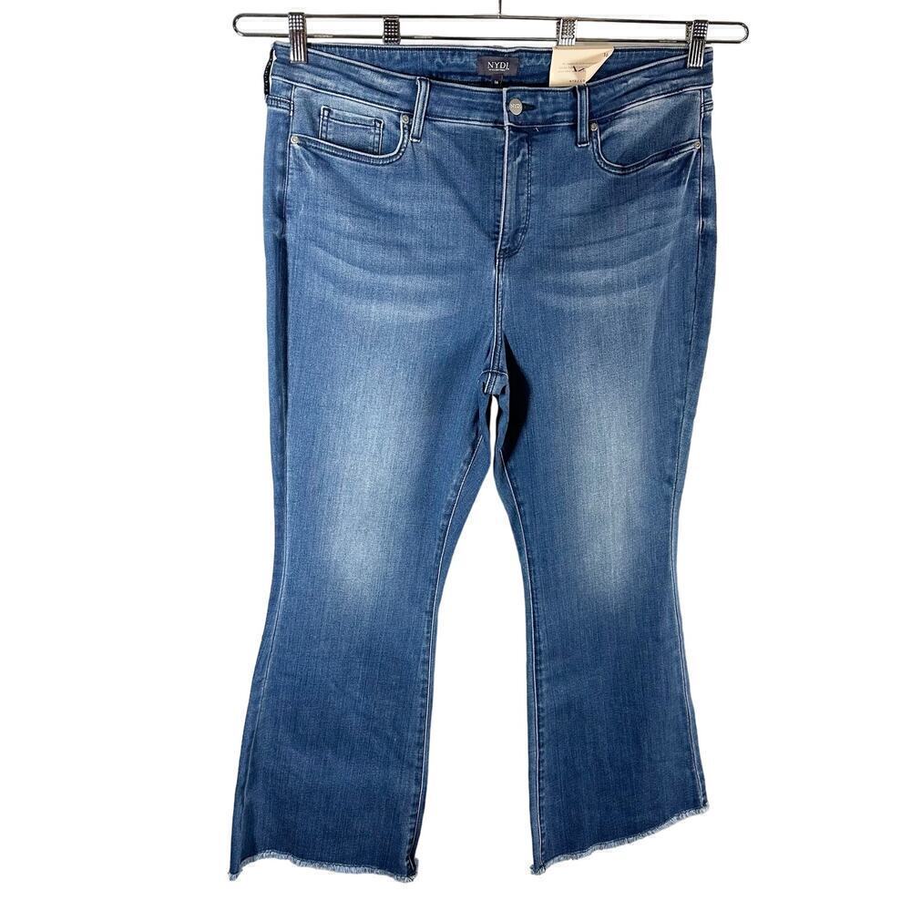 NYDJ Ava Daring Ankle Flare Fray Hem Jeans  Size 16 Foundry